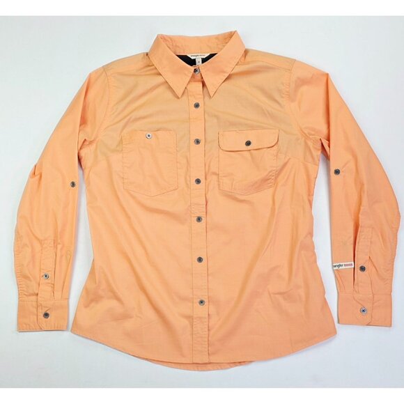 Wrangler Riggs Workwear Womens Size Medium Tangarine Back Vent Long Sleeve Shirt - Picture 1 of 13
